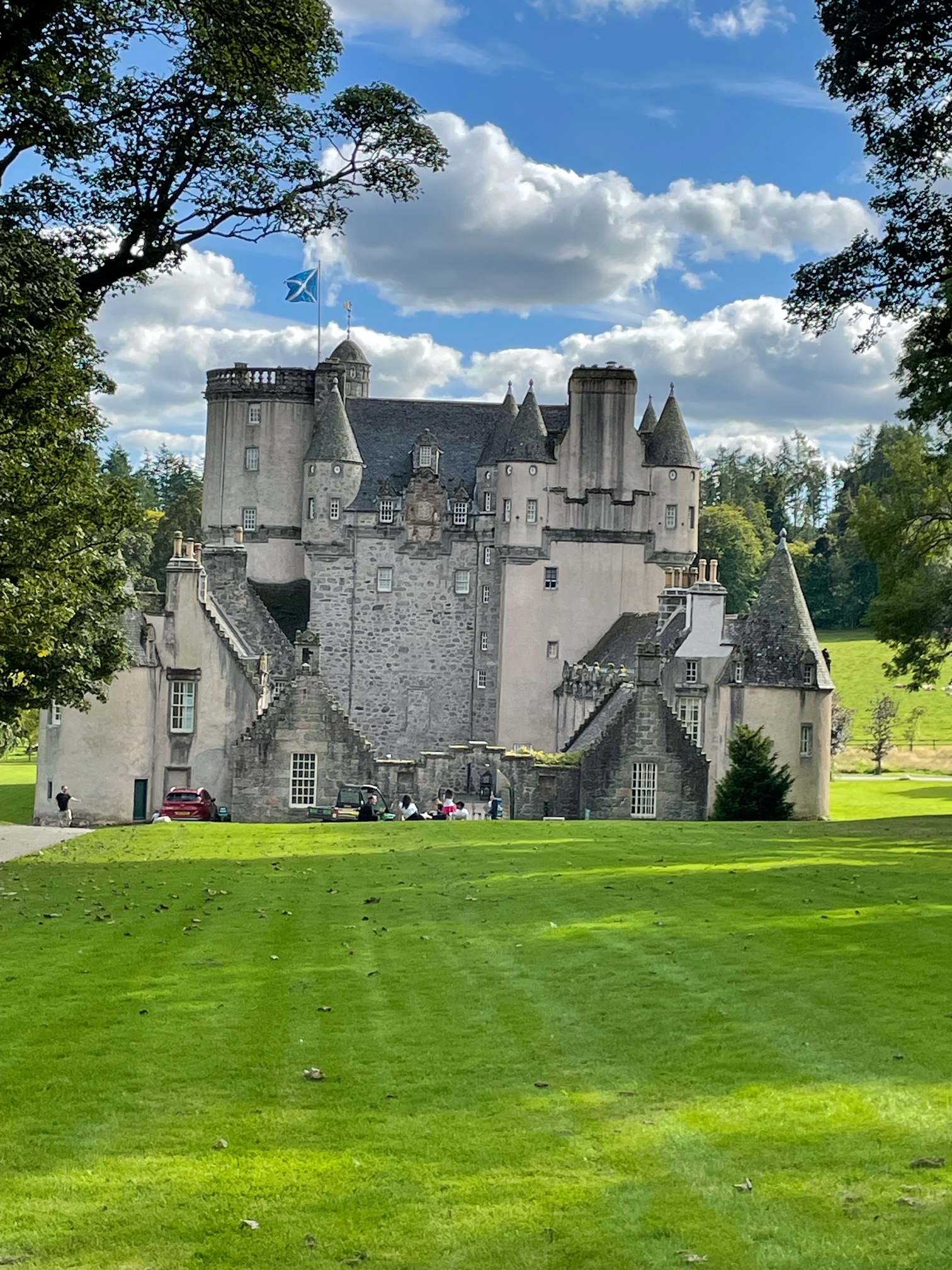 Castle Fraser is one of Scotland's largest tower houses. There are numerous furnished rooms accessed by climbing the narrow turret stairs. 